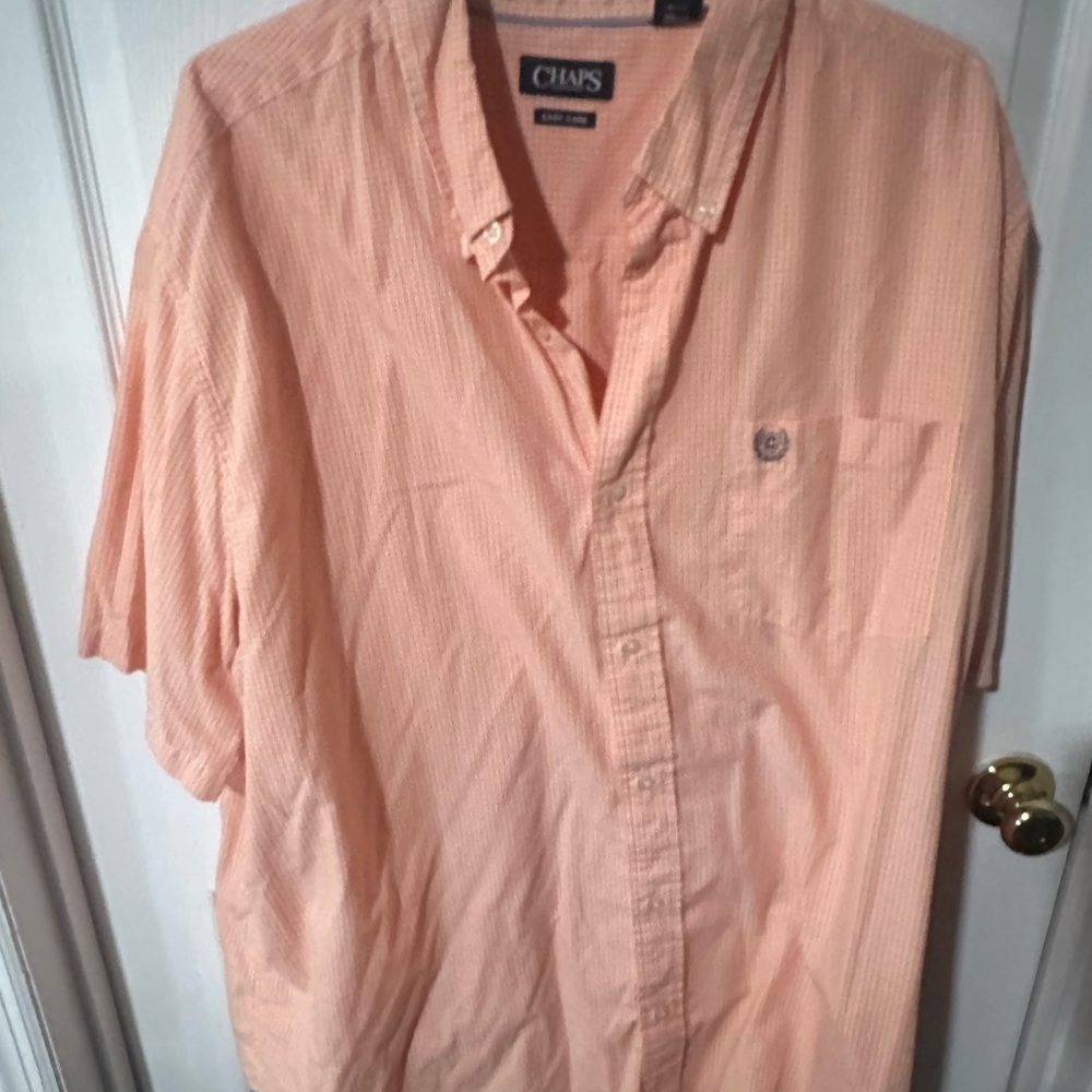 Chaps Men's Casual Peach Button Down Shirt